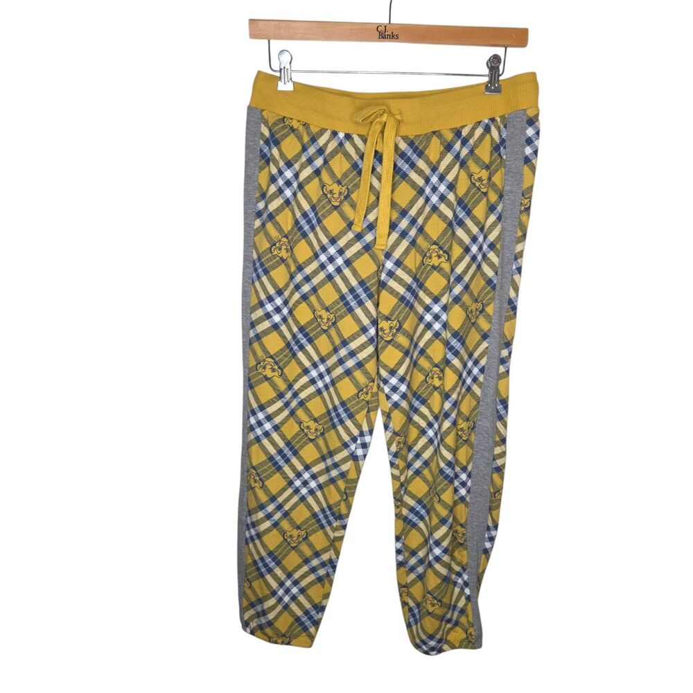 Disney The Lion King Simba Plaid Lounge Pajama Pants Mustard Yellow Size L